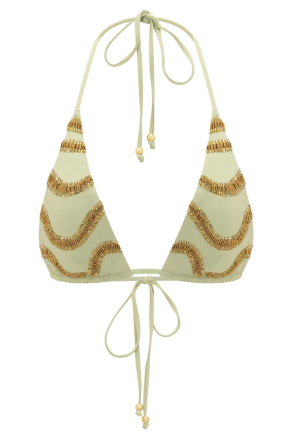 Robyn Beaded Triangle Bikini Top Sage
