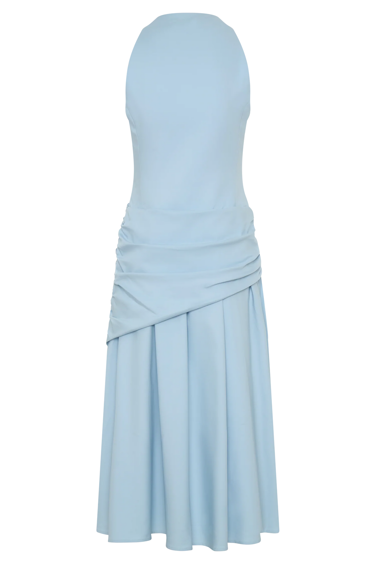 Emily Wrapped Waist Midi Dress Sky Blue