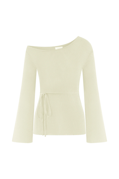 Reagan Off Shoulder Knit Top White