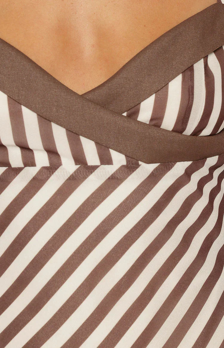 Arti Brown Stripe Micro Mini Dress