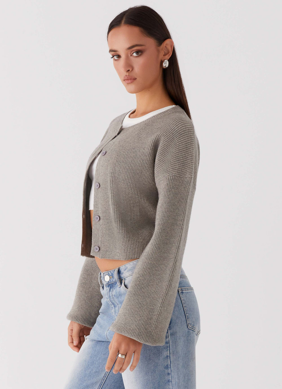 Daphne Knit Cardigan Light Grey