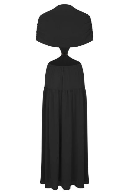 Georgina Chiffon Midi Dress Black