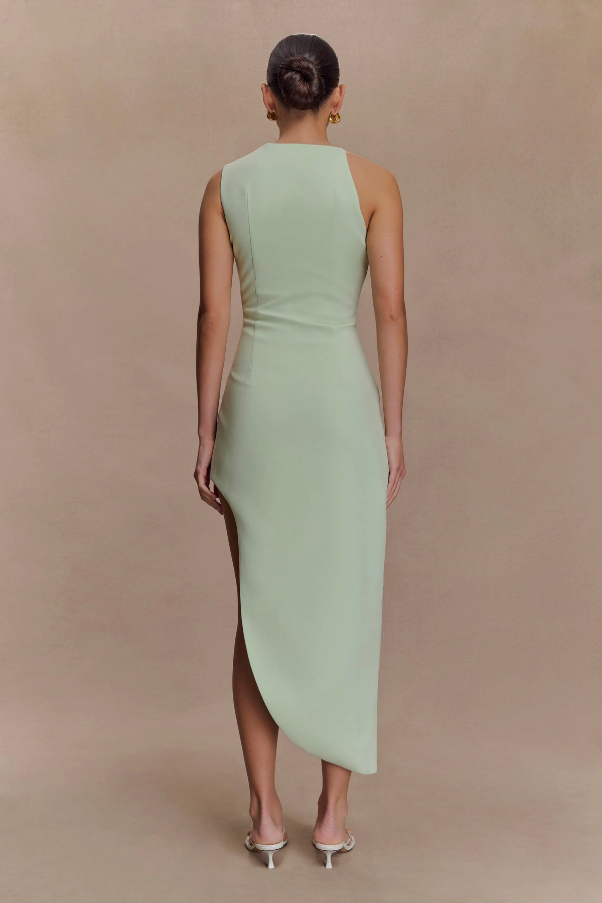 Virginia Suiting Embroidered Midi Dress Sage