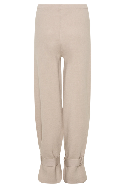 Blaine Knit Cuffed Wide Leg Pants Oat Marle