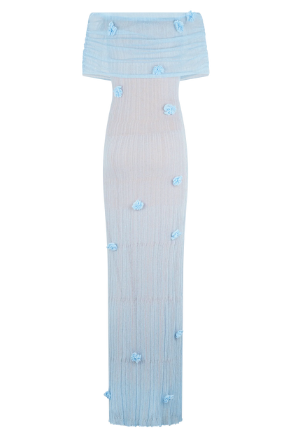 Brynn Orchid Knit Maxi Dress Baby Blue