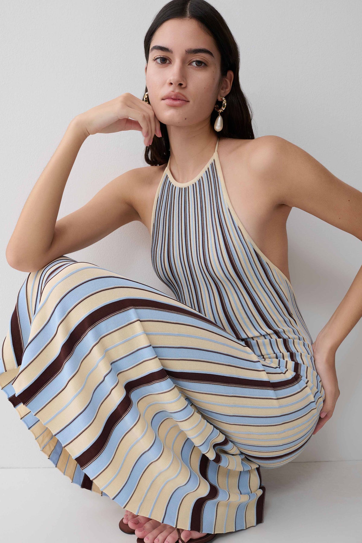 Dalani Halterneck Knit Midi Dress Blue Chocolate