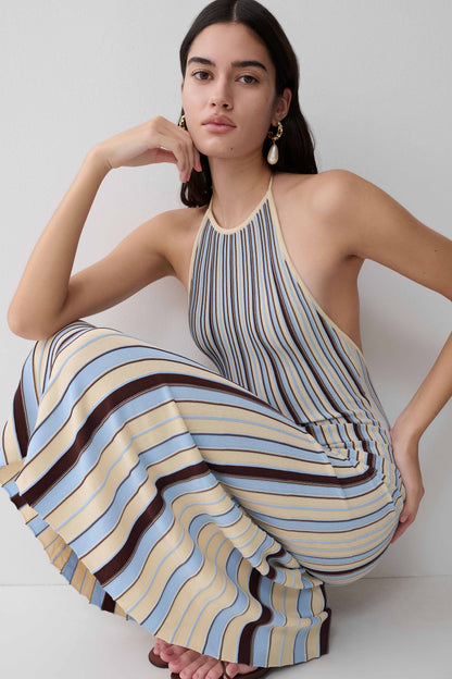 Dalani Halterneck Knit Midi Dress Blue Chocolate
