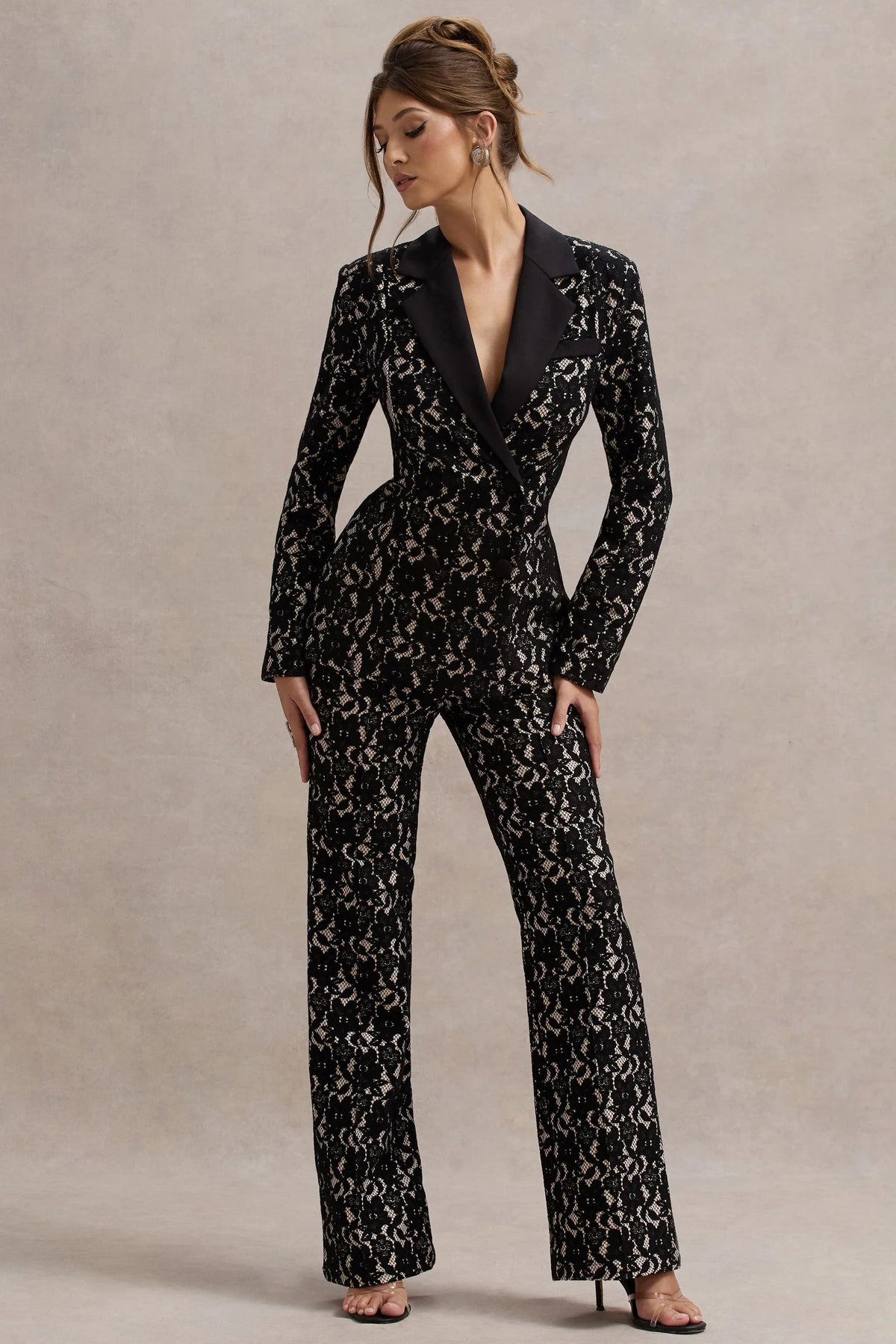 Jordanne Black Lace Flared Leg Trousers