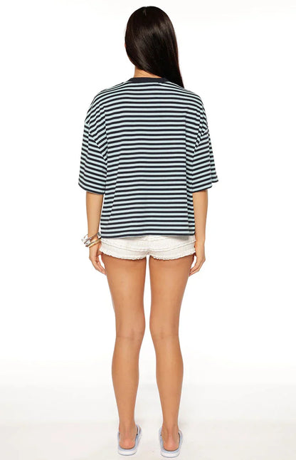 Lioness Bloom Short Sleeve Top Navy Sea Stripe