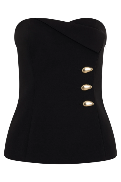 Lindie Strapless Suiting Top Black