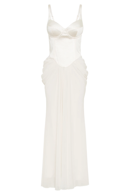 Leila Satin Corset Maxi Dress Ivory