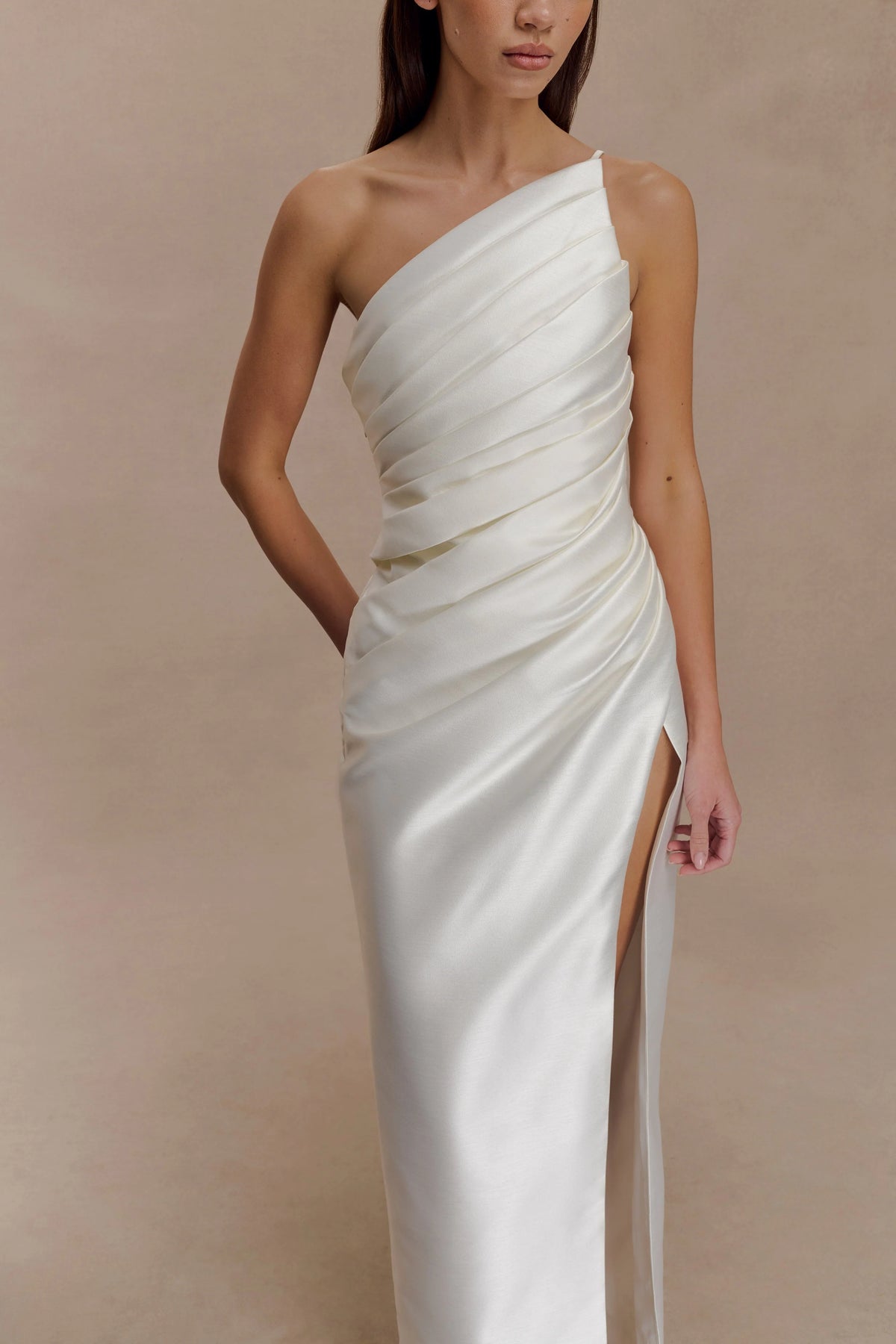 Francine One Shoulder Maxi Dress Ivory