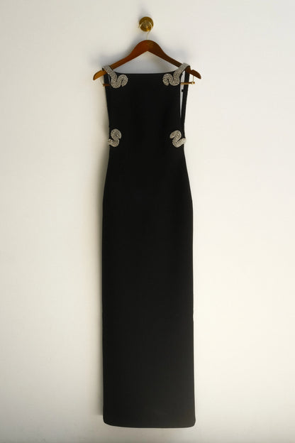 Lorde Embellished Crepe Maxi Dress Black