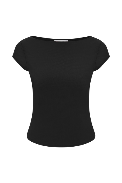 Romana Short Sleeve Mesh Top Black