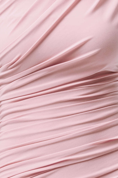 Mardi Pink Asymmetric Maxi Dress With Ruching