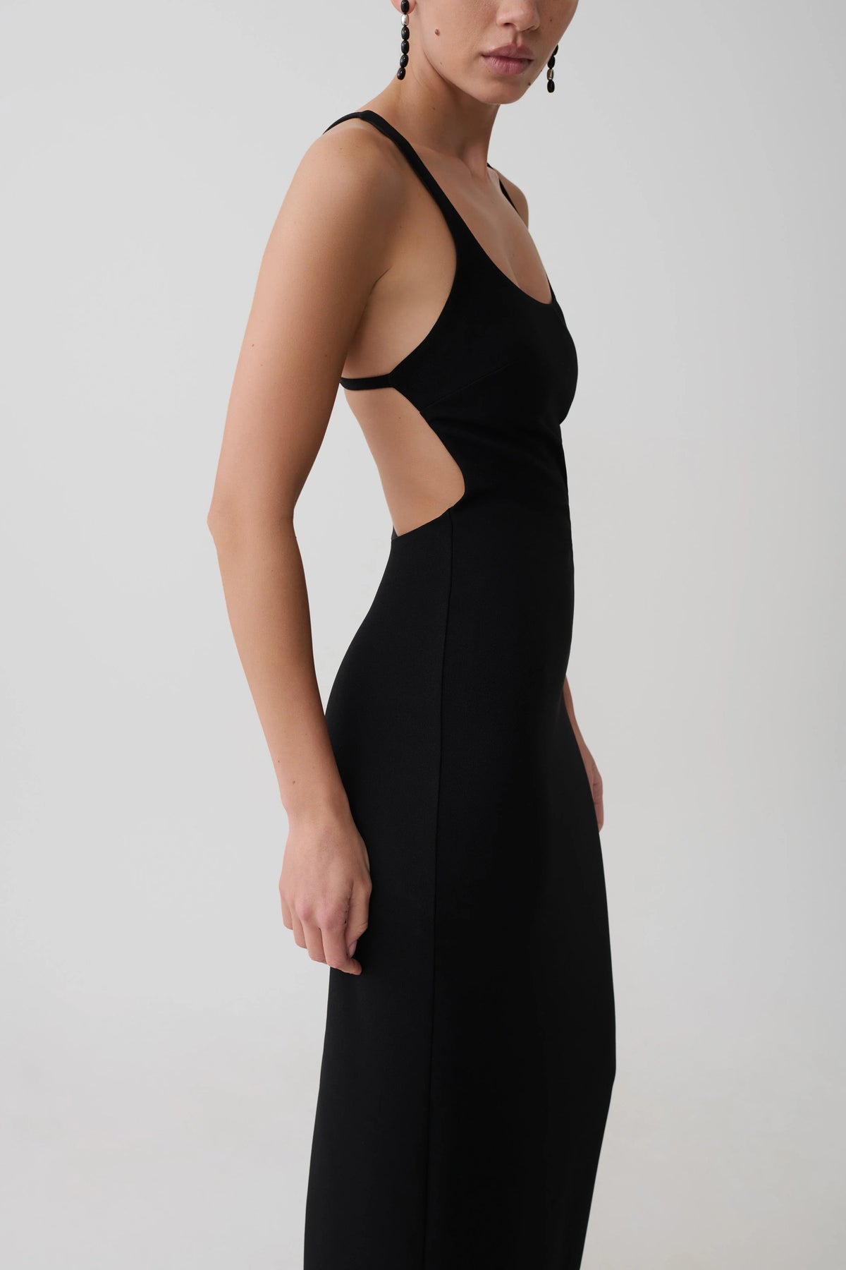 Julian Crepe Strapped Back Maxi Dress Black