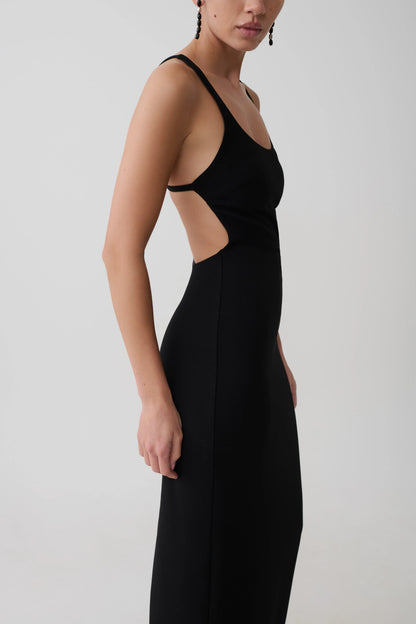 Julian Crepe Strapped Back Maxi Dress Black