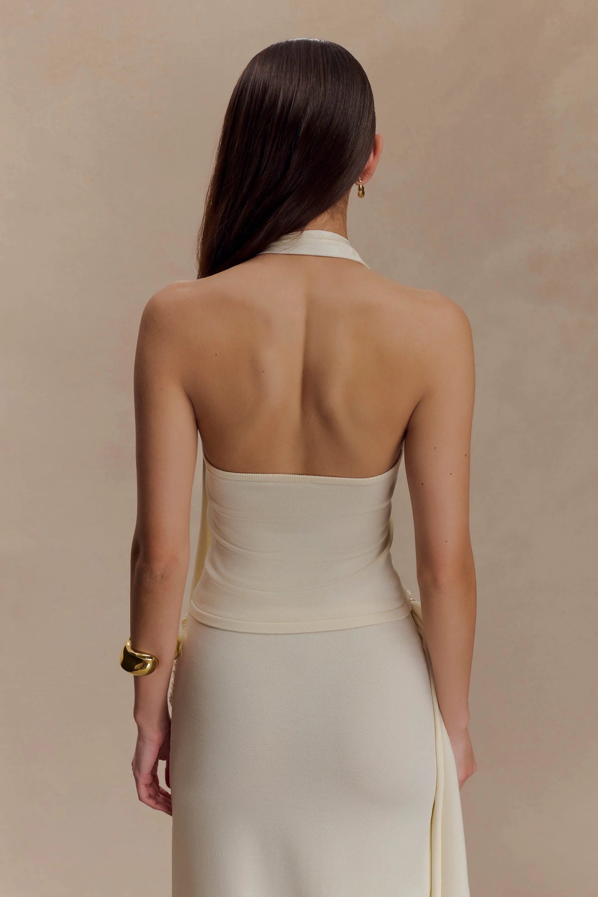 Xanthia Knit Halter Top Ivory
