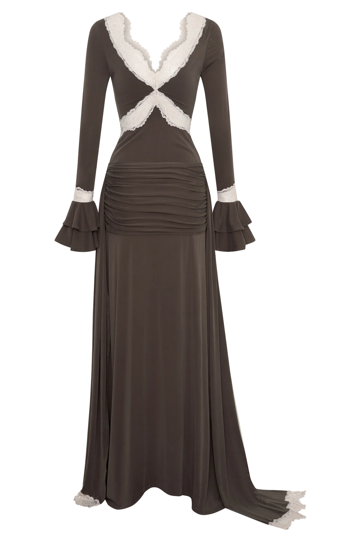 Electra Slinky Lace Maxi Dress Chocolate Ballet Pink