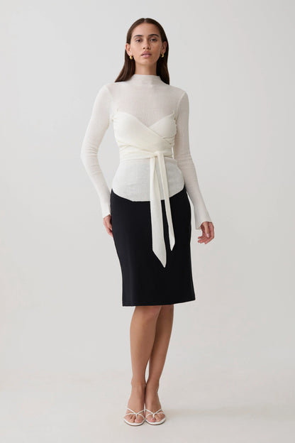 Lawson Wrap Knit Long Sleeve Top White