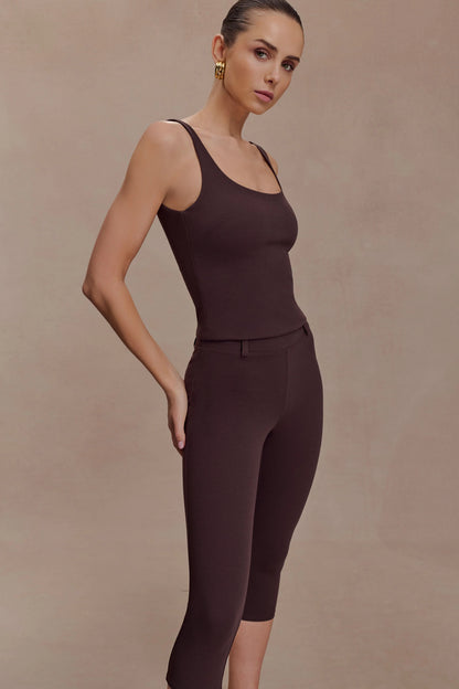Blanca Stretch Crepe Capri Pants Chocolate