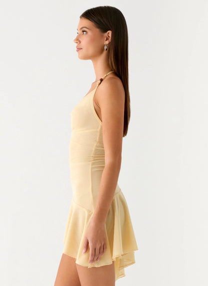 Spiced Sunset Mini Dress Baby Yellow