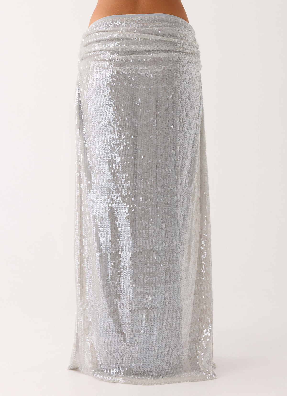 Susie Sequin Maxi Skirt Silver