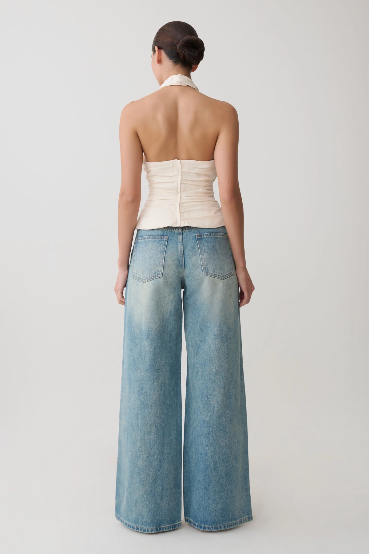 Daniela Ruched Halter Top Ivory