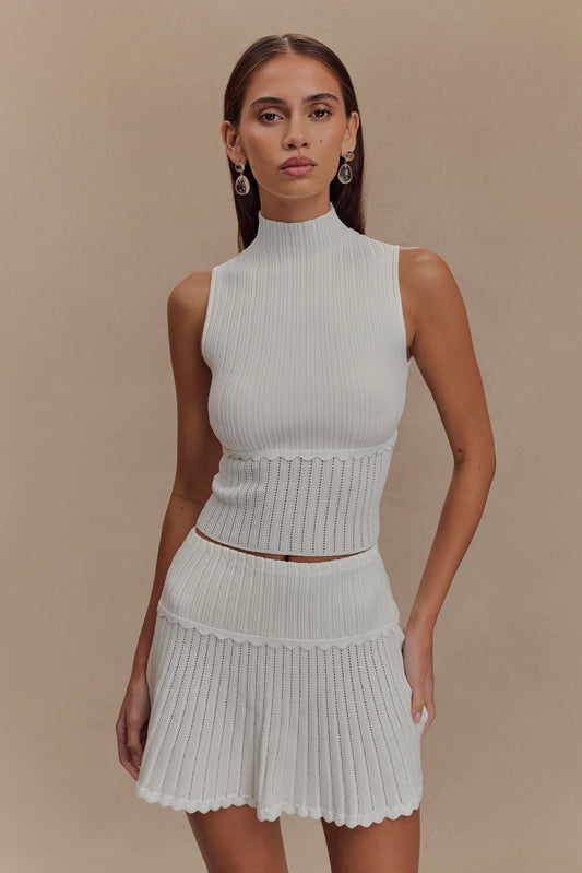 Indy Pointelle Knit Top Ivory