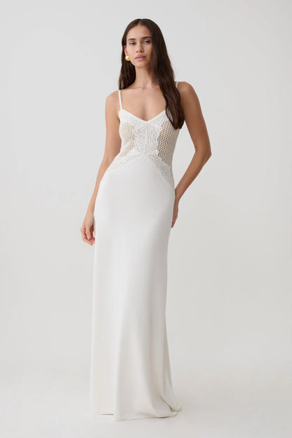 Bray Knit Lace Maxi Dress Ivory