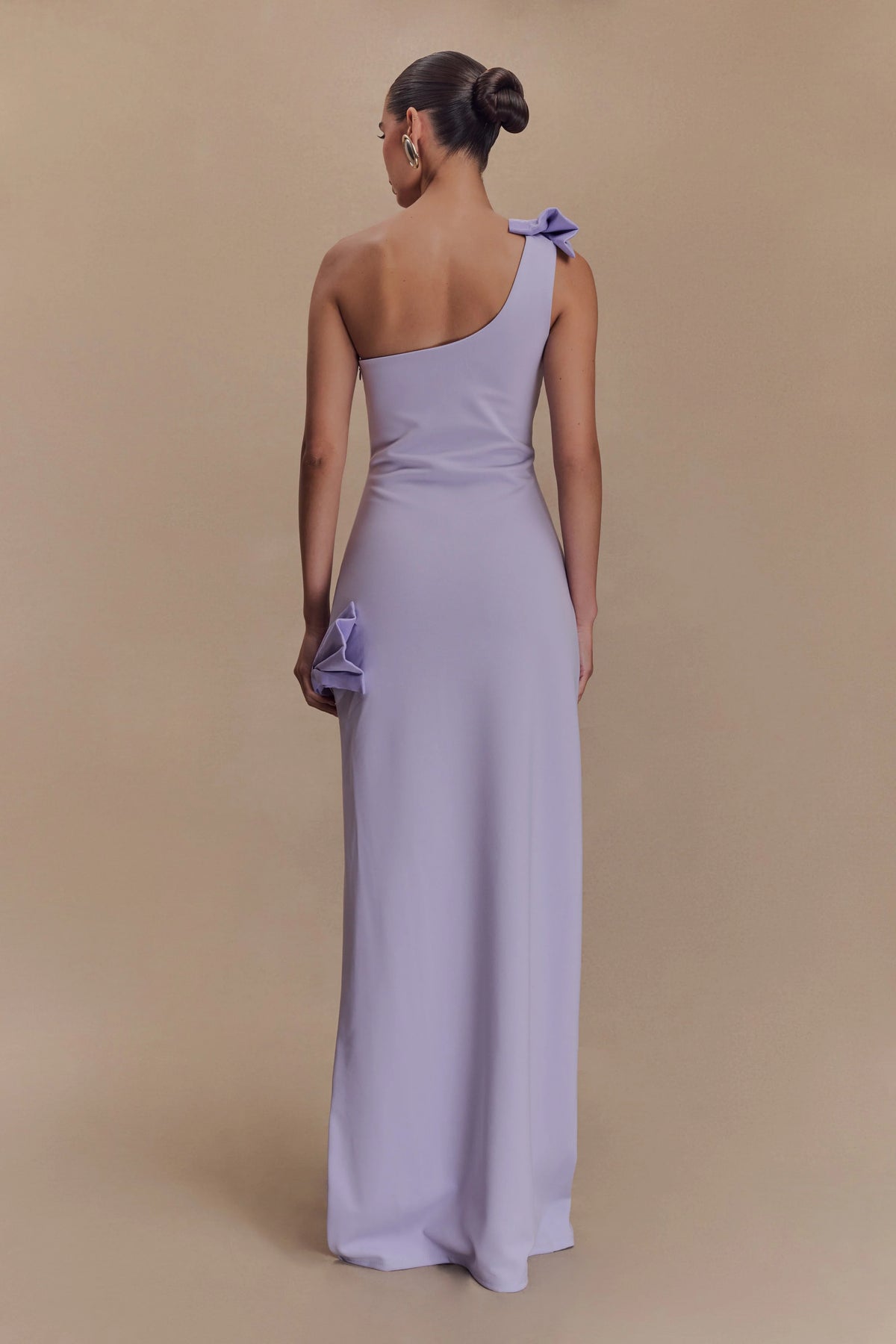 Hallie One Shoulder Bow Maxi Dress Lilac