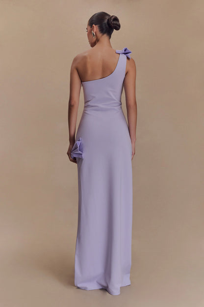 Hallie One Shoulder Bow Maxi Dress Lilac