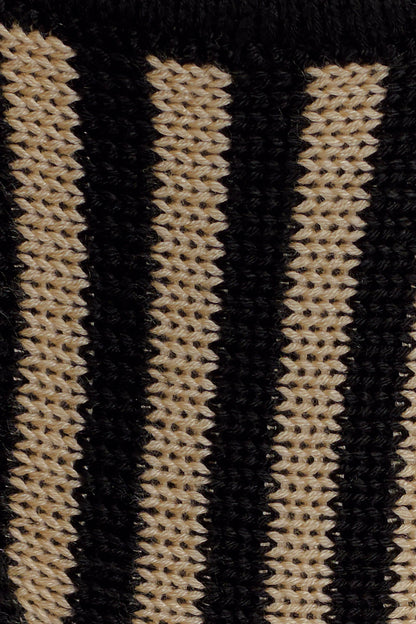 Corrie Crochet Tie Up Bikini Bottom Black And Neutral Stripe
