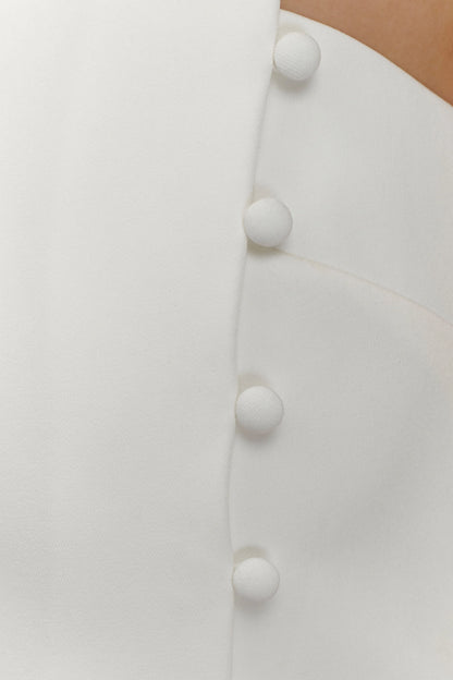 Astrid Asymmetric Sleeveless Suiting Top White