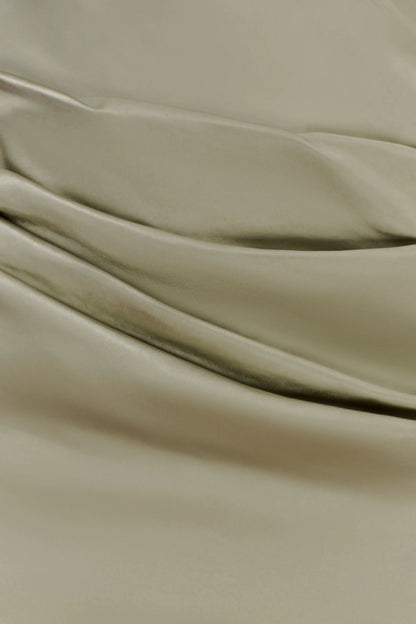 Dalia Off Shoulder Satin Maxi Dress Sage