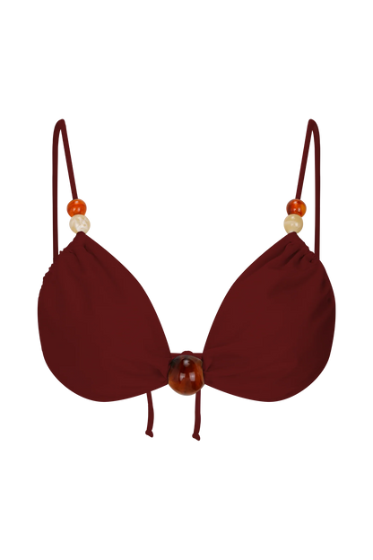 Memphis Beaded Bikini Top Wine