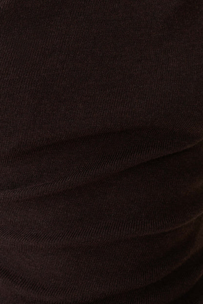 Culver Draped Twist Knit Top Chocolate