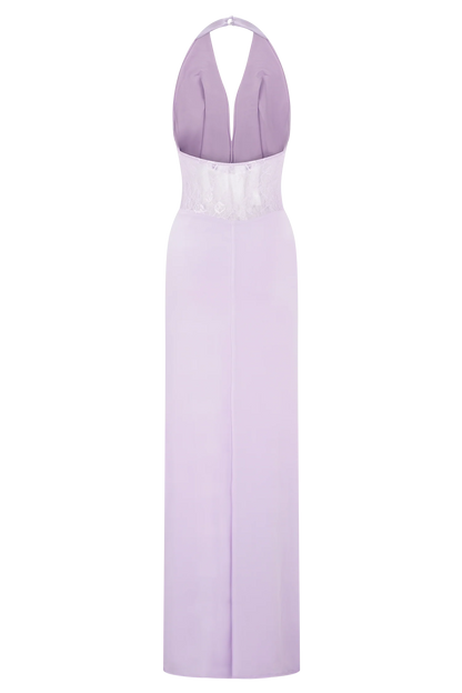 Bonnie Slinky And Lace Maxi Dress Lilac