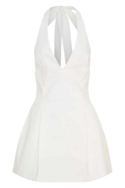 Nelly Halter Neck Cotton Mini Dress White