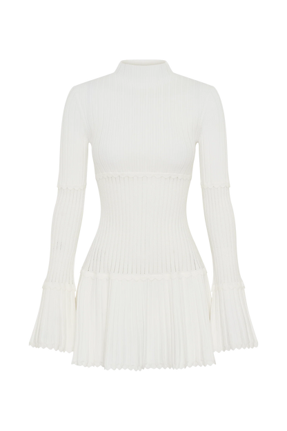 Adena Pointelle Knit Mini Dress Ivory