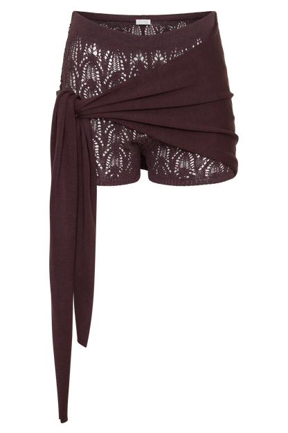 Liora Crochet Shorts With Knit Overlay Chocolate