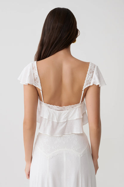 Skylar Lace Sleeveless Crop Top White