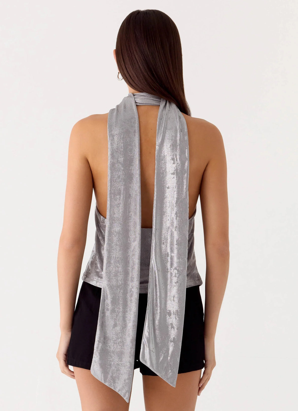 Shining Lights Cowl Top Silver