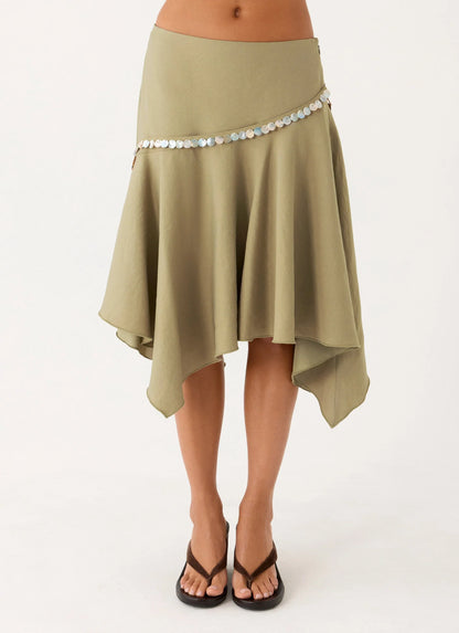 Zafira Midi Skirt Pale Olive