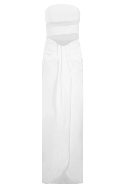 Paulina Cut Out Strapless Maxi Dress White