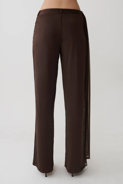 Aspyn Slinky Gathered Wide Leg Pants Chocolate