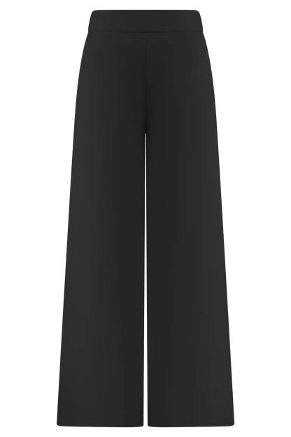 Raya Mid Rise Wide Leg Linen Pant Black