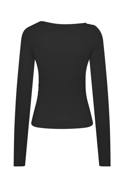 Culver Draped Twist Knit Top Black