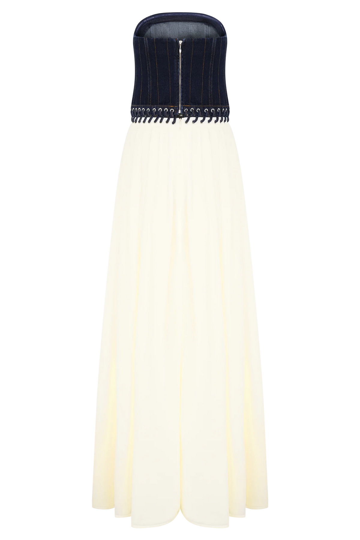 Suella Chiffon Denim Maxi Dress Indigo Blue