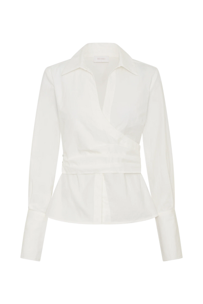Eugenia Wrap Cotton Shirt White